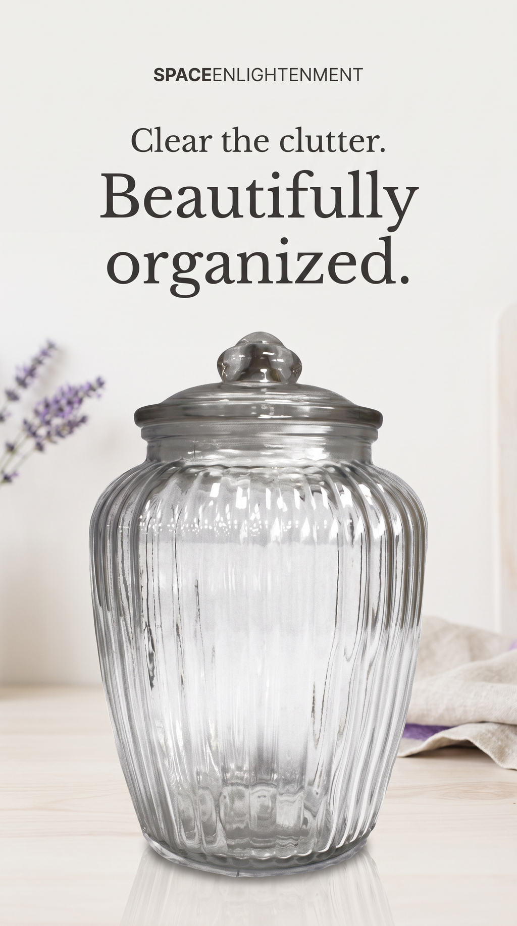 Large Ribbed Clear Glass Candy Jars