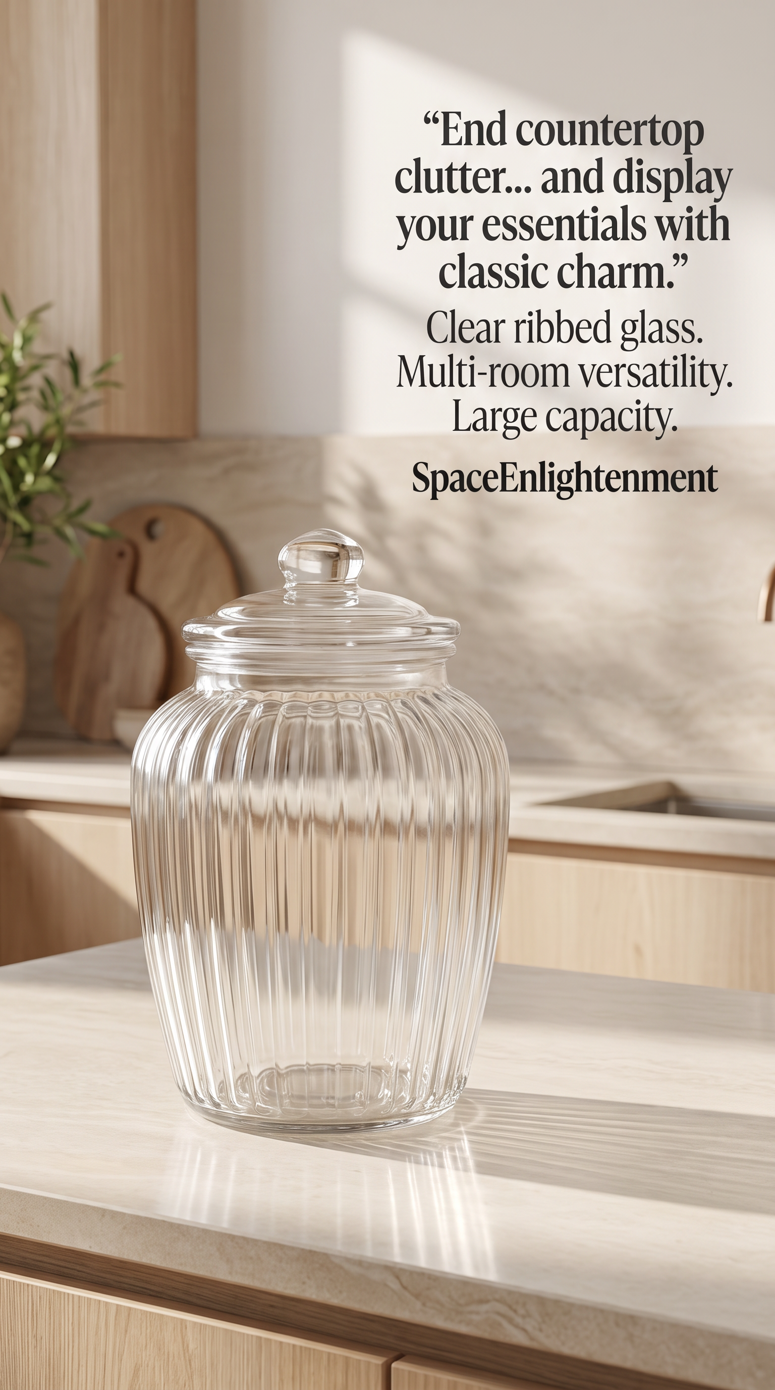 Large Ribbed Clear Glass Candy Jars