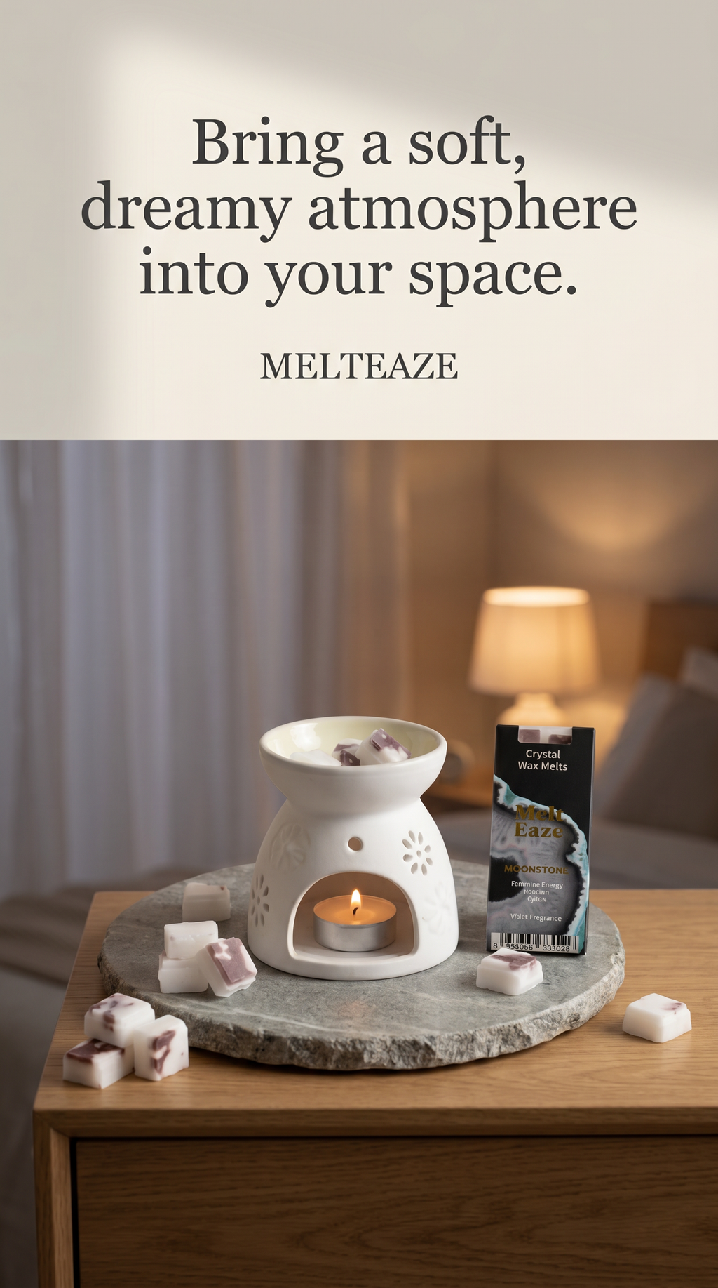 Wax Melts delicate violet fragrance with Moonstone gemstone chips