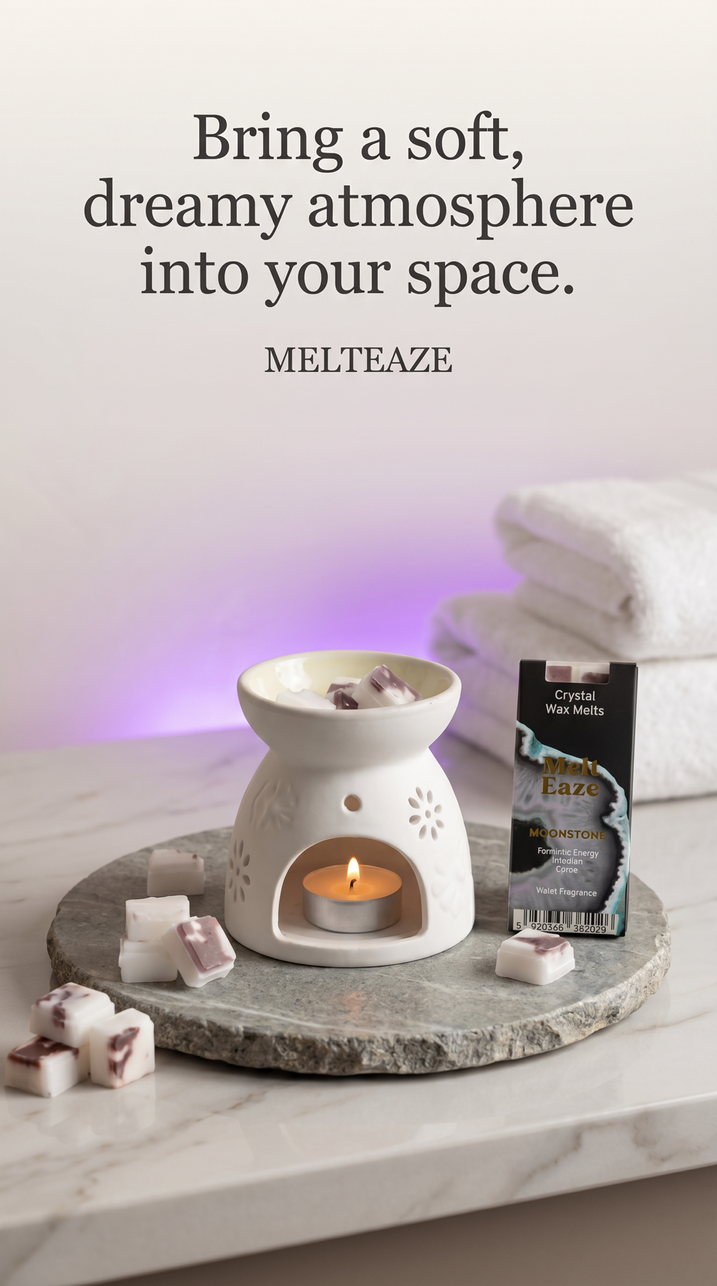 Wax Melts delicate violet fragrance with Moonstone gemstone chips