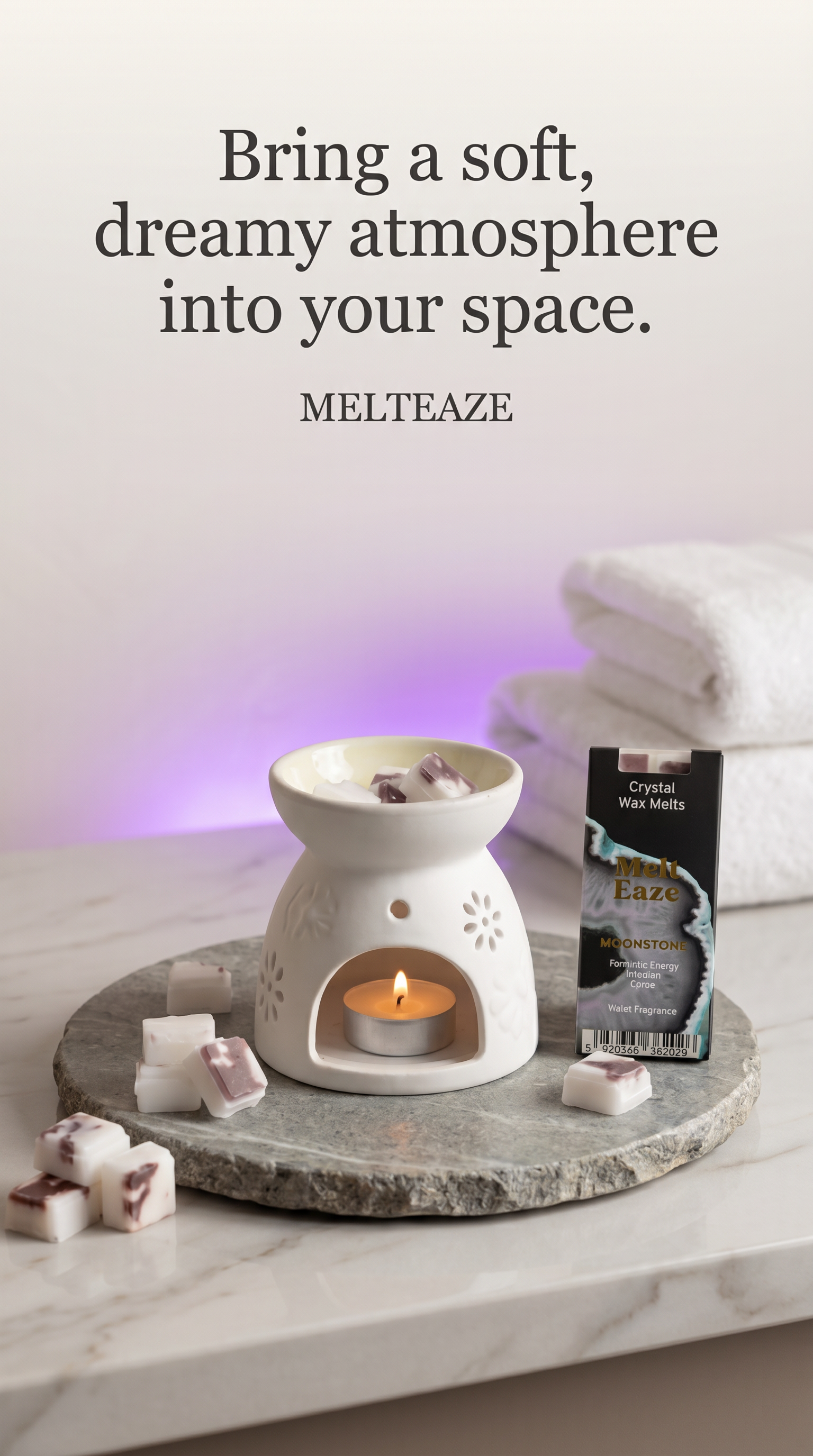 Wax Melts delicate violet fragrance with Moonstone gemstone chips