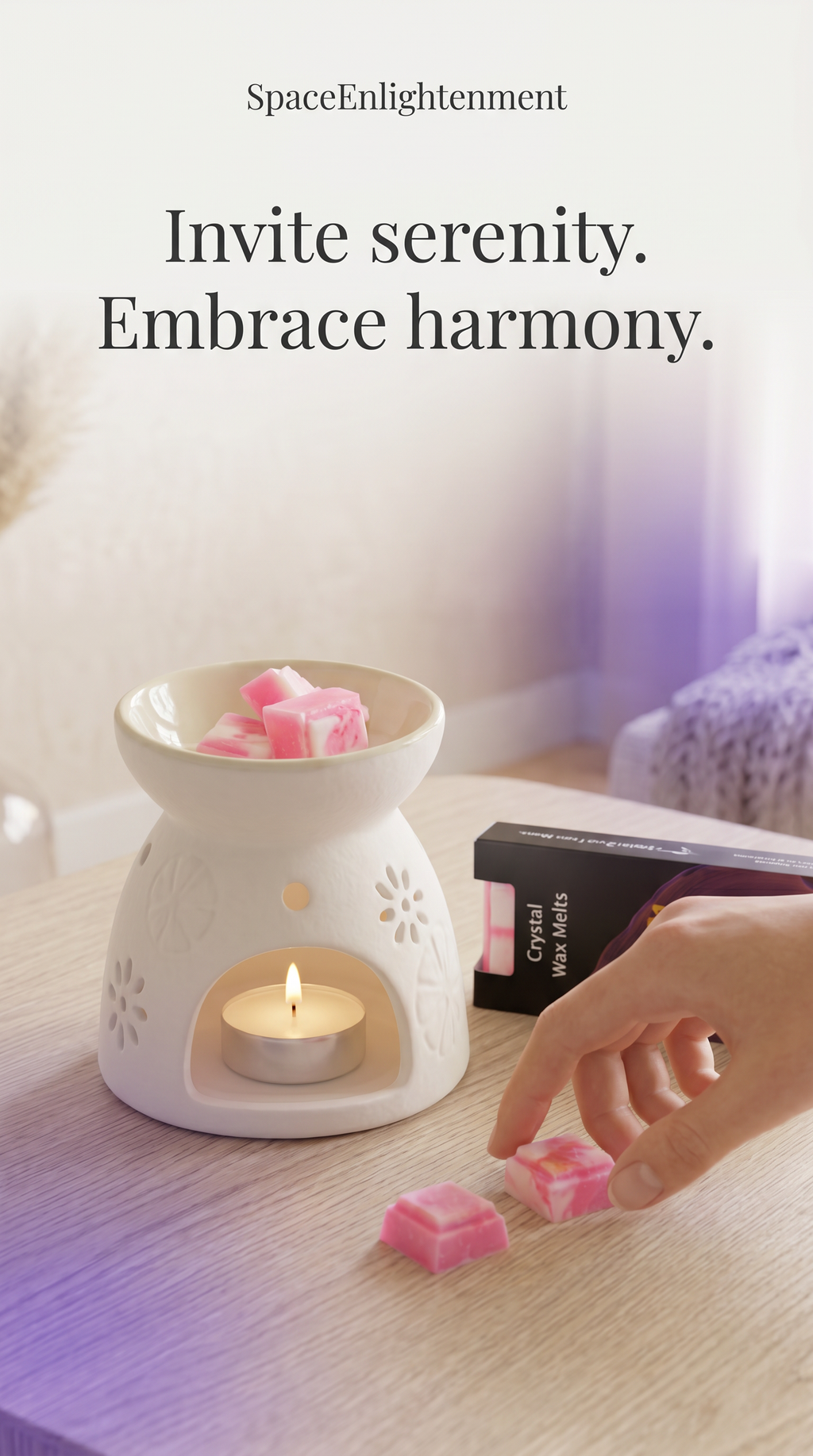 Wax Melts classic rose fragrance with Rose Quartz Love gemstone chips