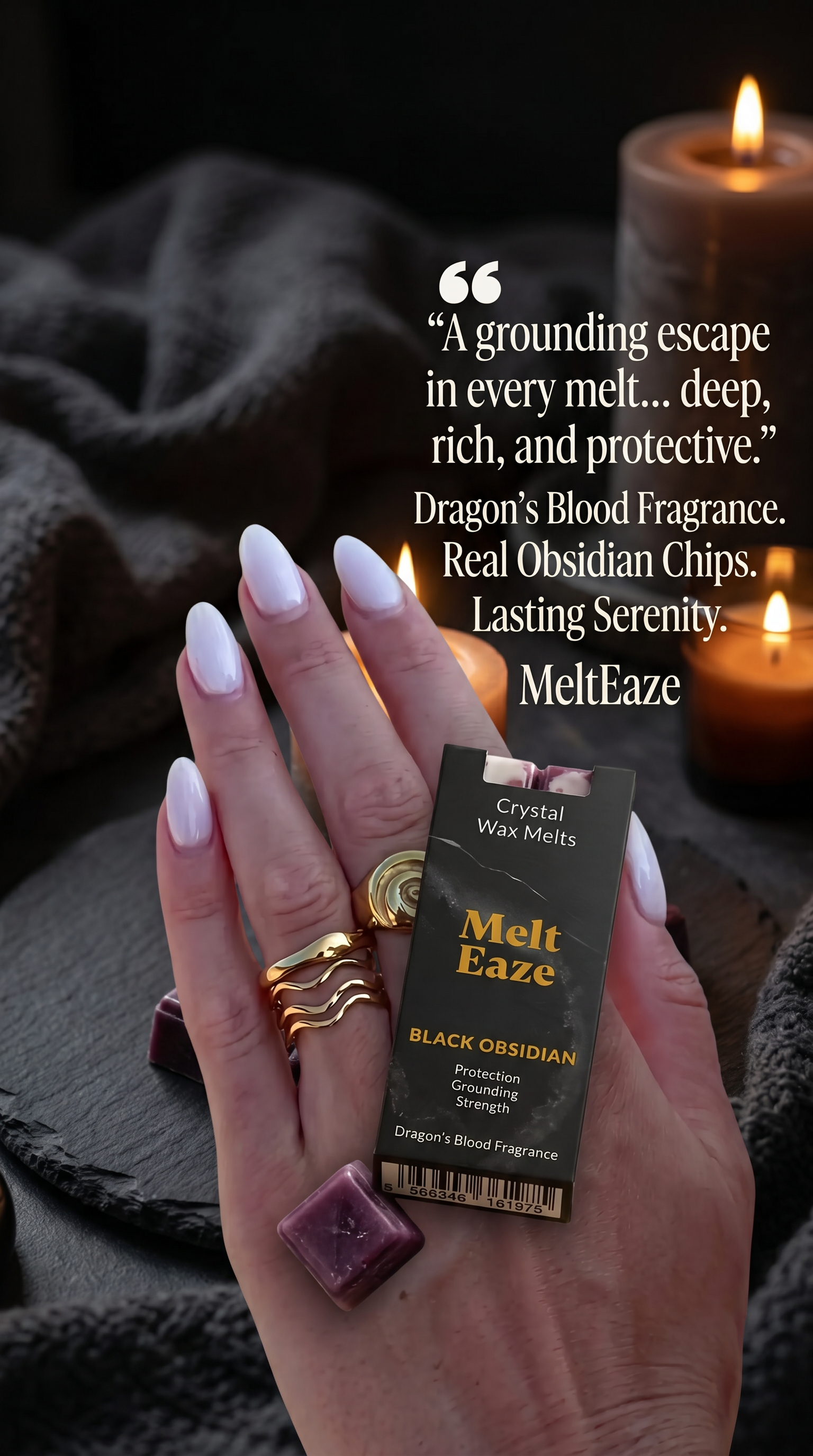 Wax Melts Bar fragrance Dragons Blood With Black Obsidian Gemstone Chips