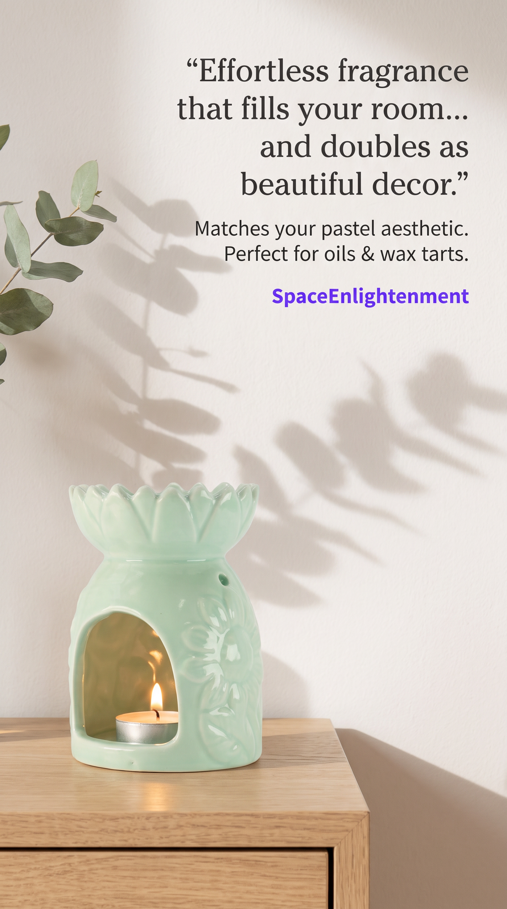 Ceramic Oil Burner Pastel Green Sunflower