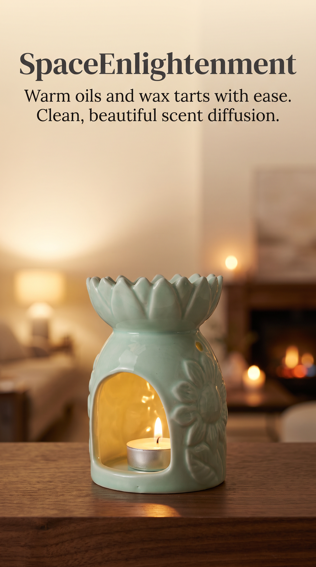 Ceramic Oil Burner Pastel Green Sunflower