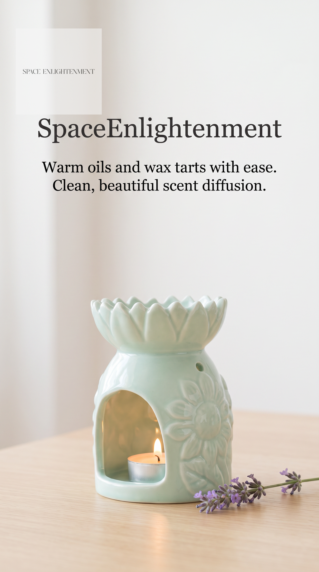 Ceramic Oil Burner Pastel Green Sunflower