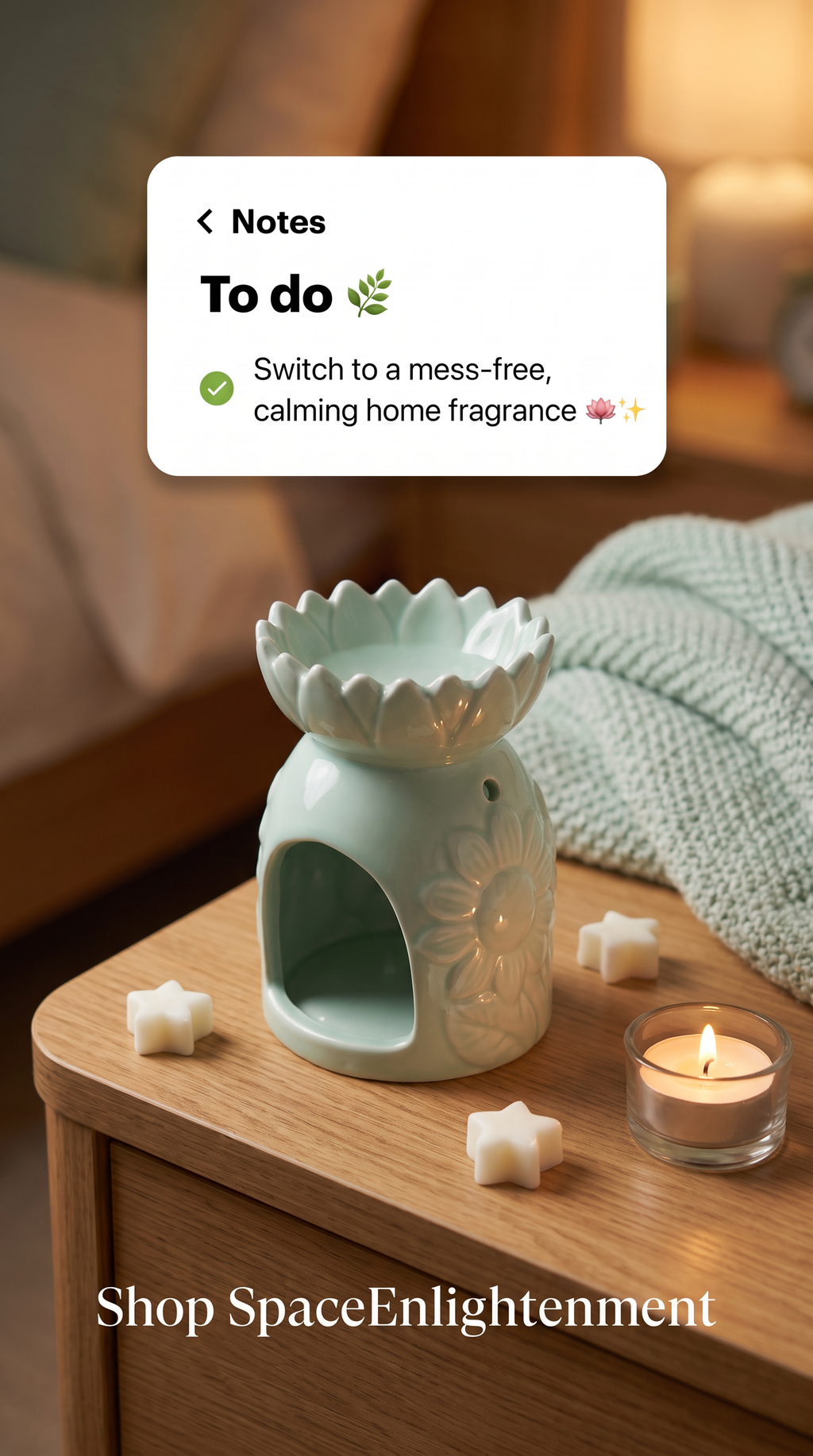 Ceramic Oil Burner Pastel Green Sunflower