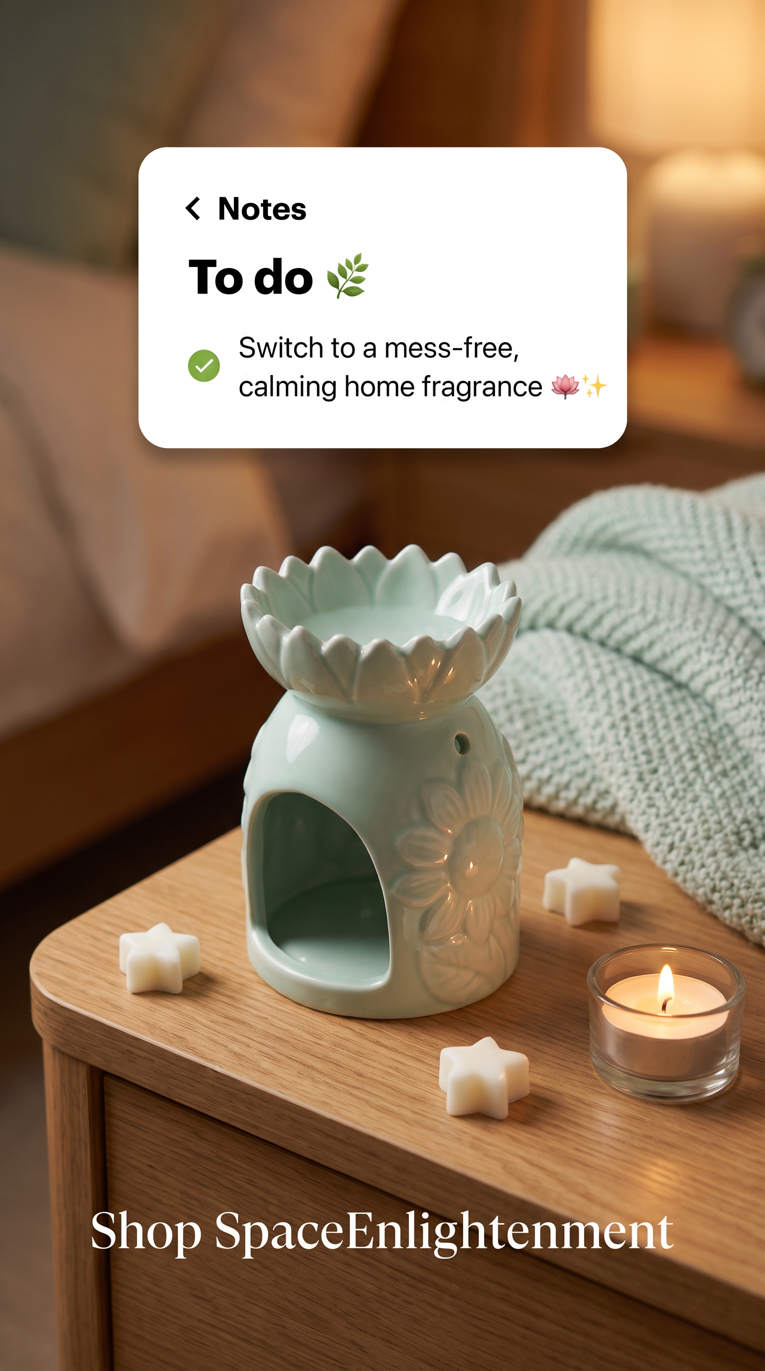 Ceramic Oil Burner Pastel Green Sunflower