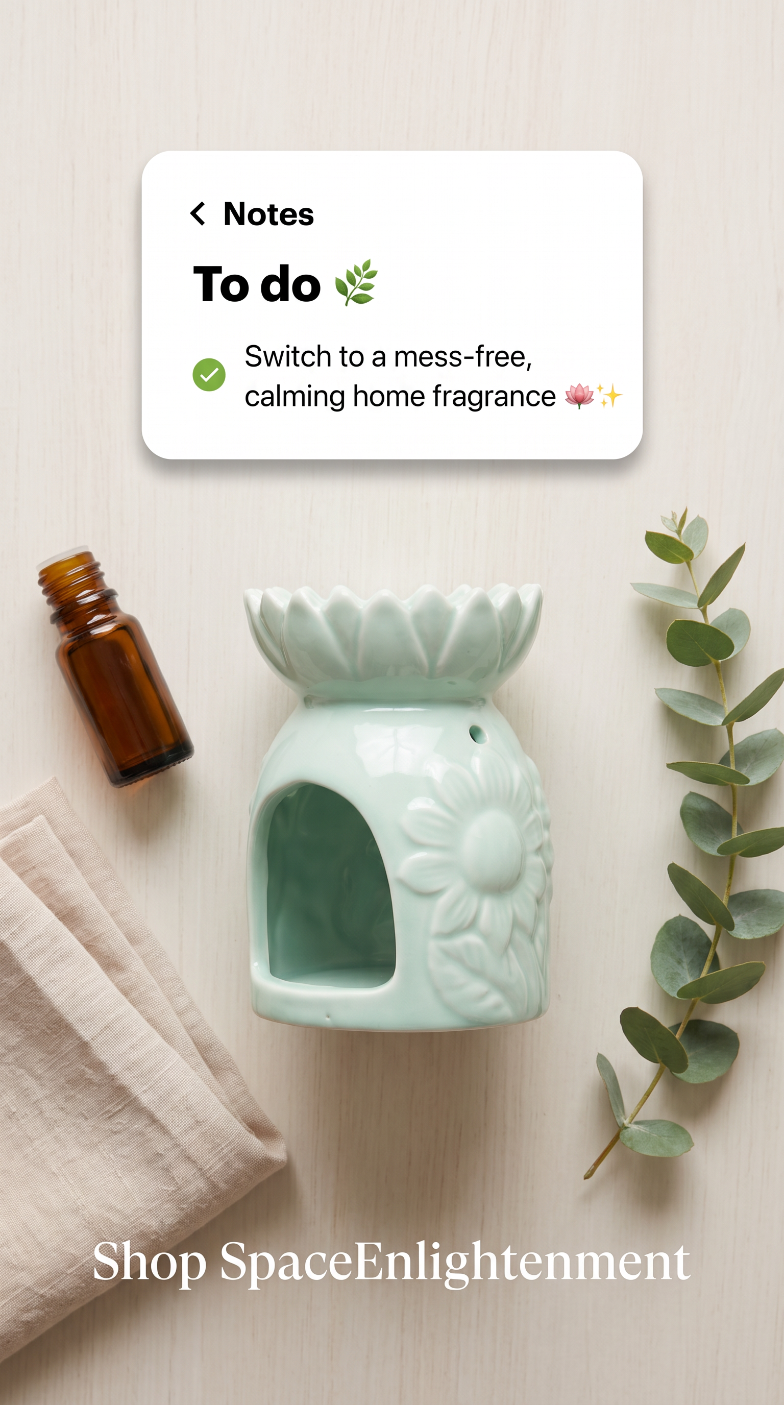 Ceramic Oil Burner Pastel Green Sunflower