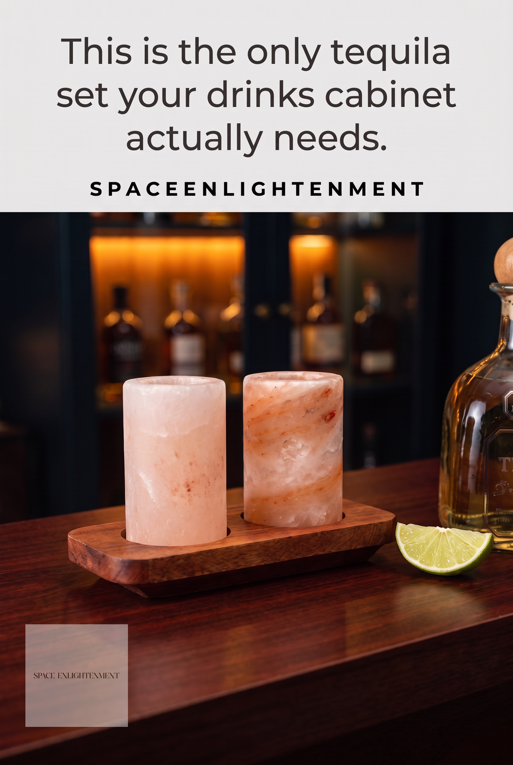 Himalayan Salt Shot Glasses Set of 2 With Wood Serving Stand