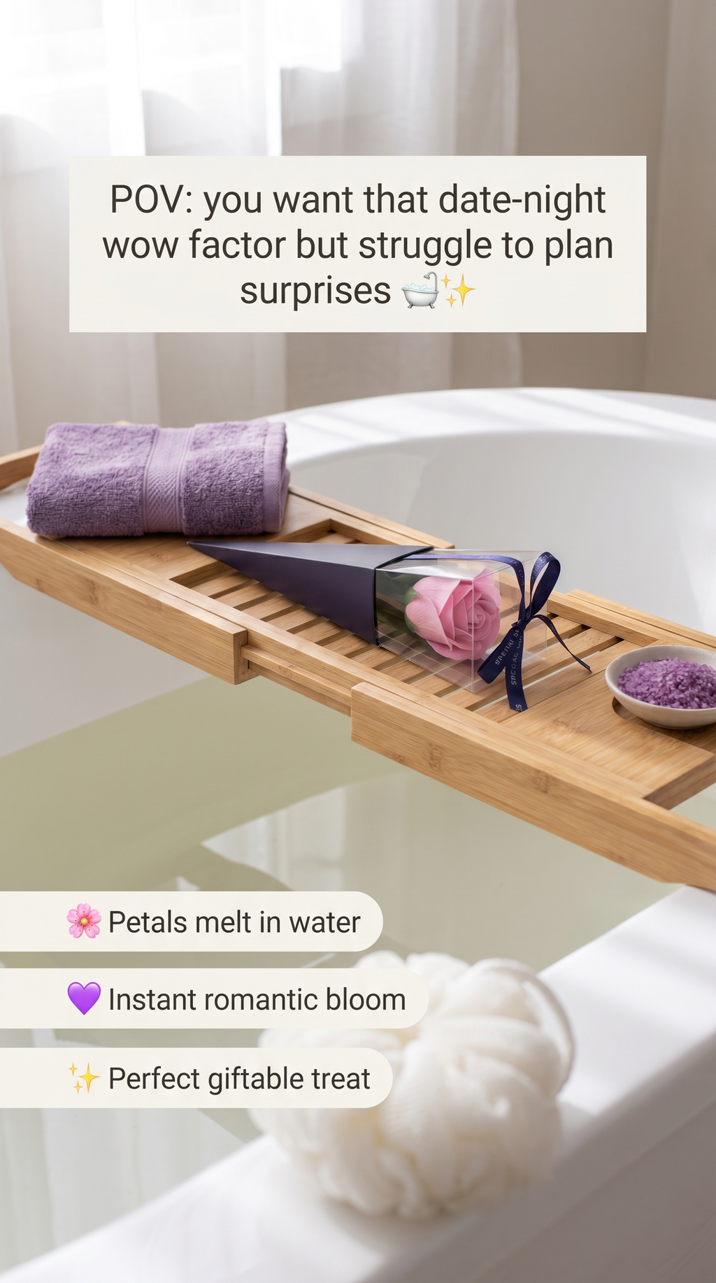 Luxury Pink Soap Rose Romantic Bath Flower, Soothing Scent, Soft Silky Skin.