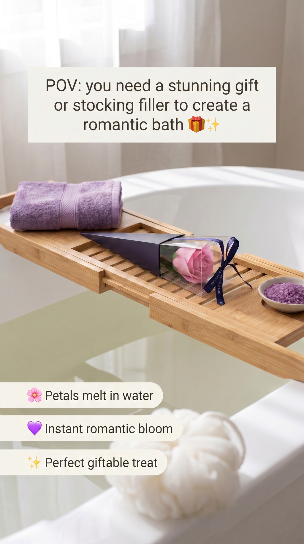 Luxury Pink Soap Rose Romantic Bath Flower, Soothing Scent, Soft Silky Skin.