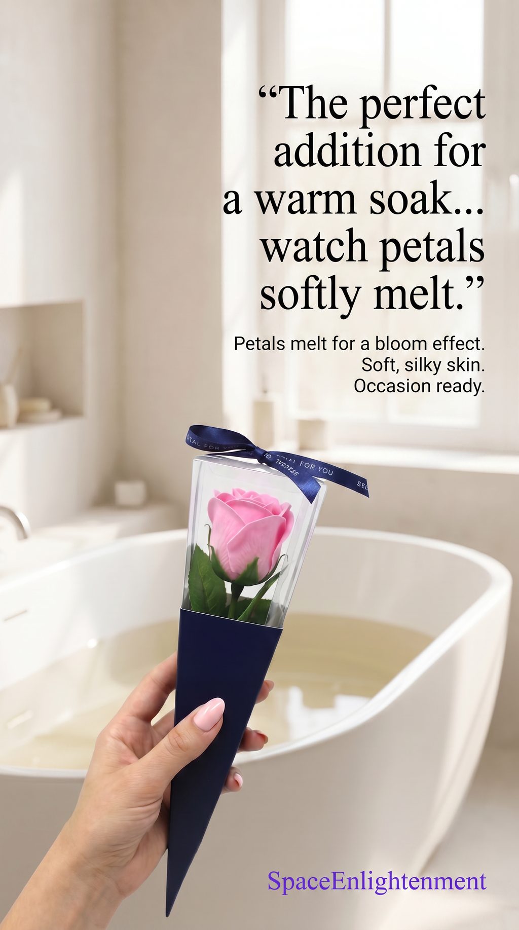 Luxury Pink Soap Rose Romantic Bath Flower, Soothing Scent, Soft Silky Skin.