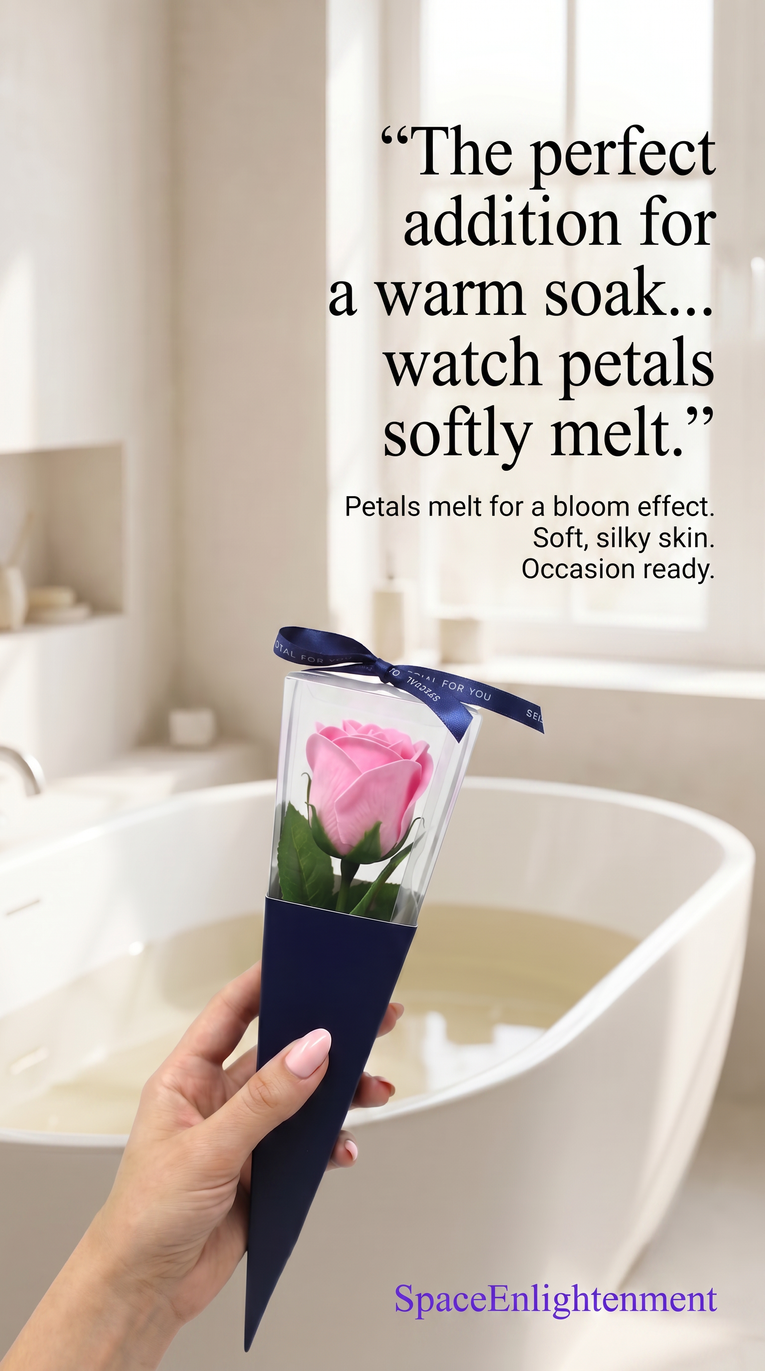 Luxury Pink Soap Rose Romantic Bath Flower, Soothing Scent, Soft Silky Skin.