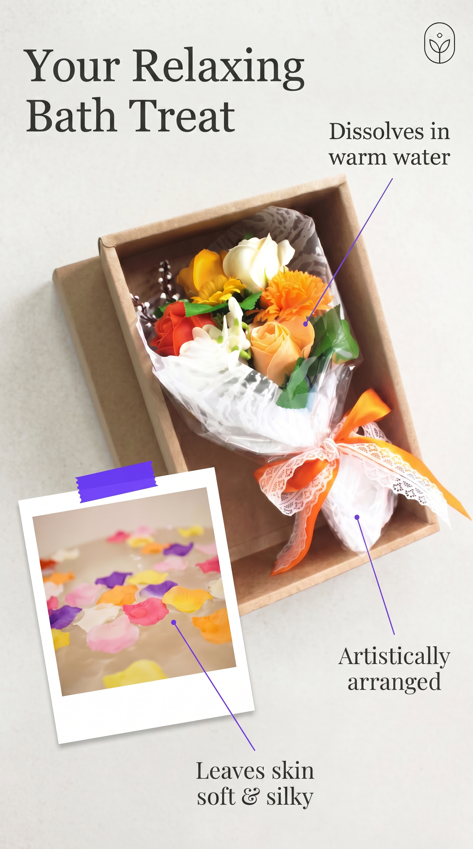 Colorful Flower Bouquet Soap Roses and Carnations Scented, Handmade, Dissolving Bath Treats