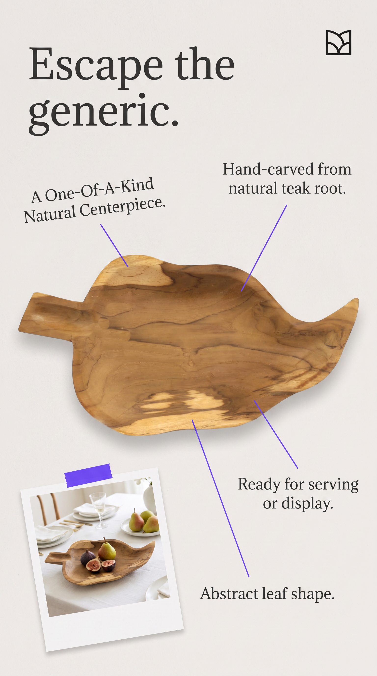 Leaf Shaped Bowl Handcarved Teak Root