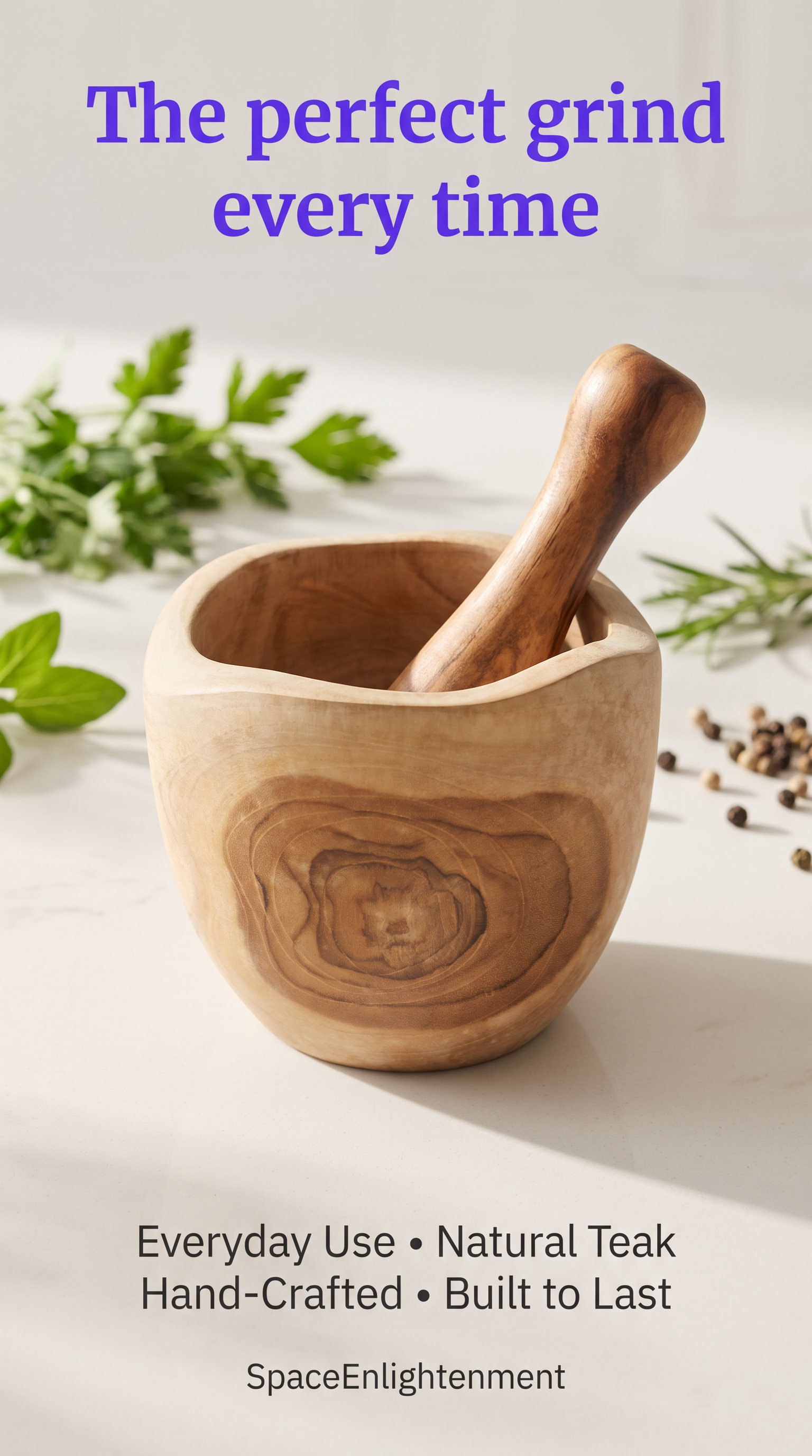 Pestal & Morter Set Handcrafted From Teakwood - LARGE