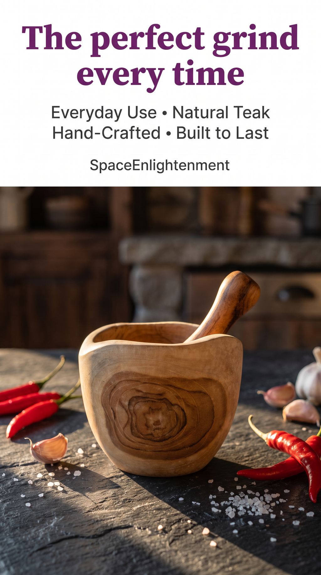 Pestal & Morter Set Handcrafted From Teakwood - LARGE