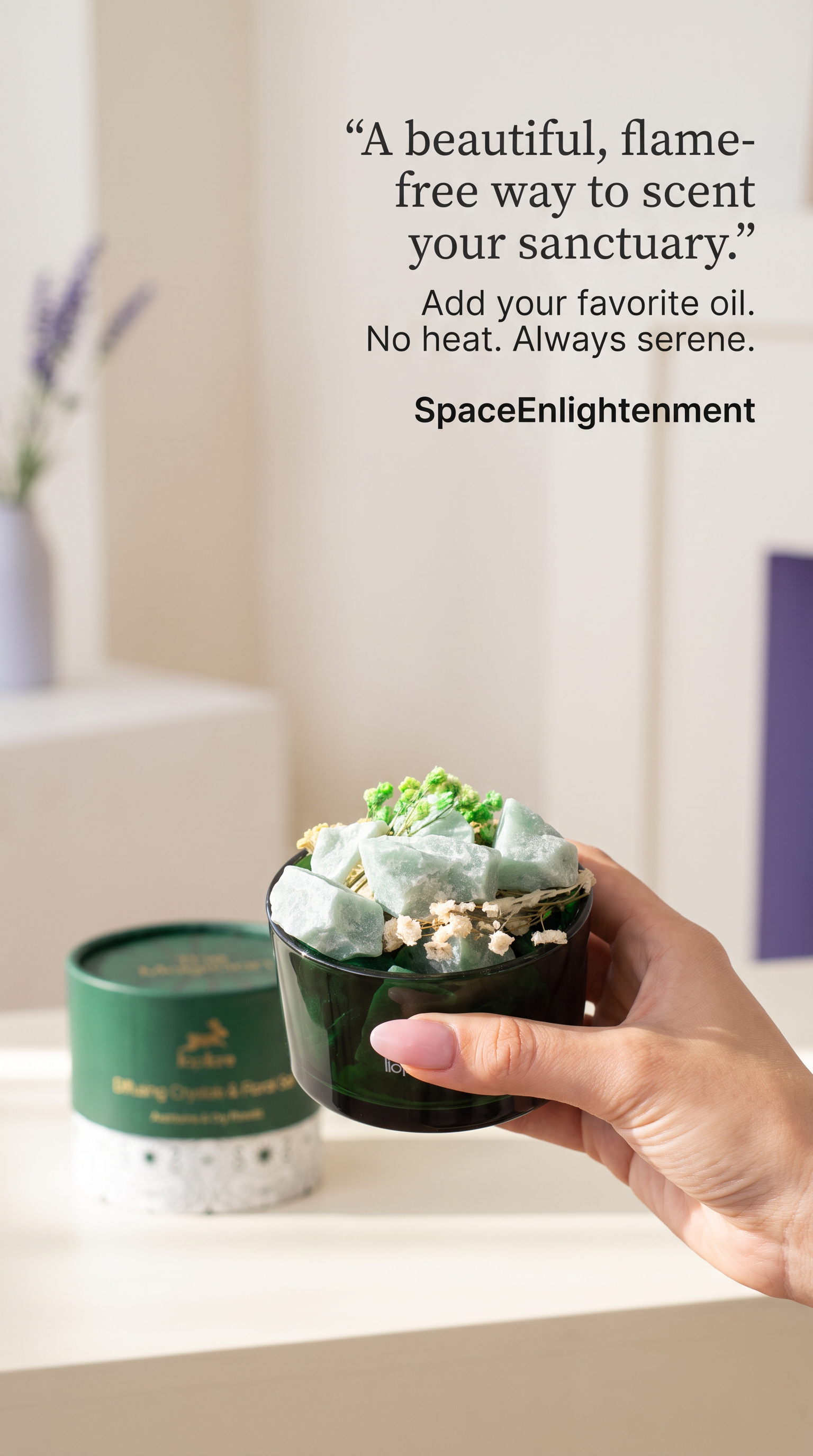 Diffusing Green Aventurine Crystals with Dried Floral Home Decor
