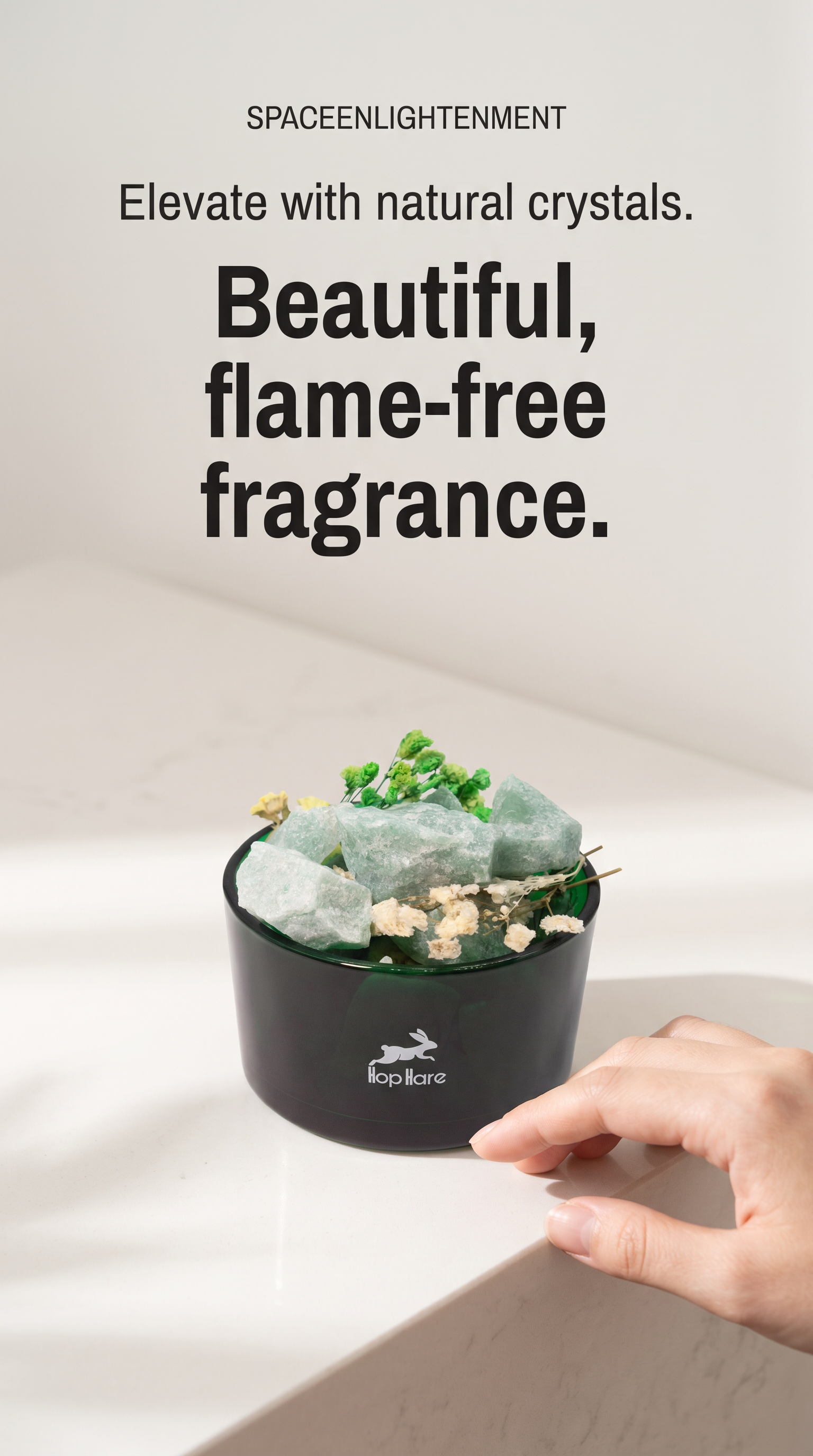 Diffusing Green Aventurine Crystals with Dried Floral Home Decor