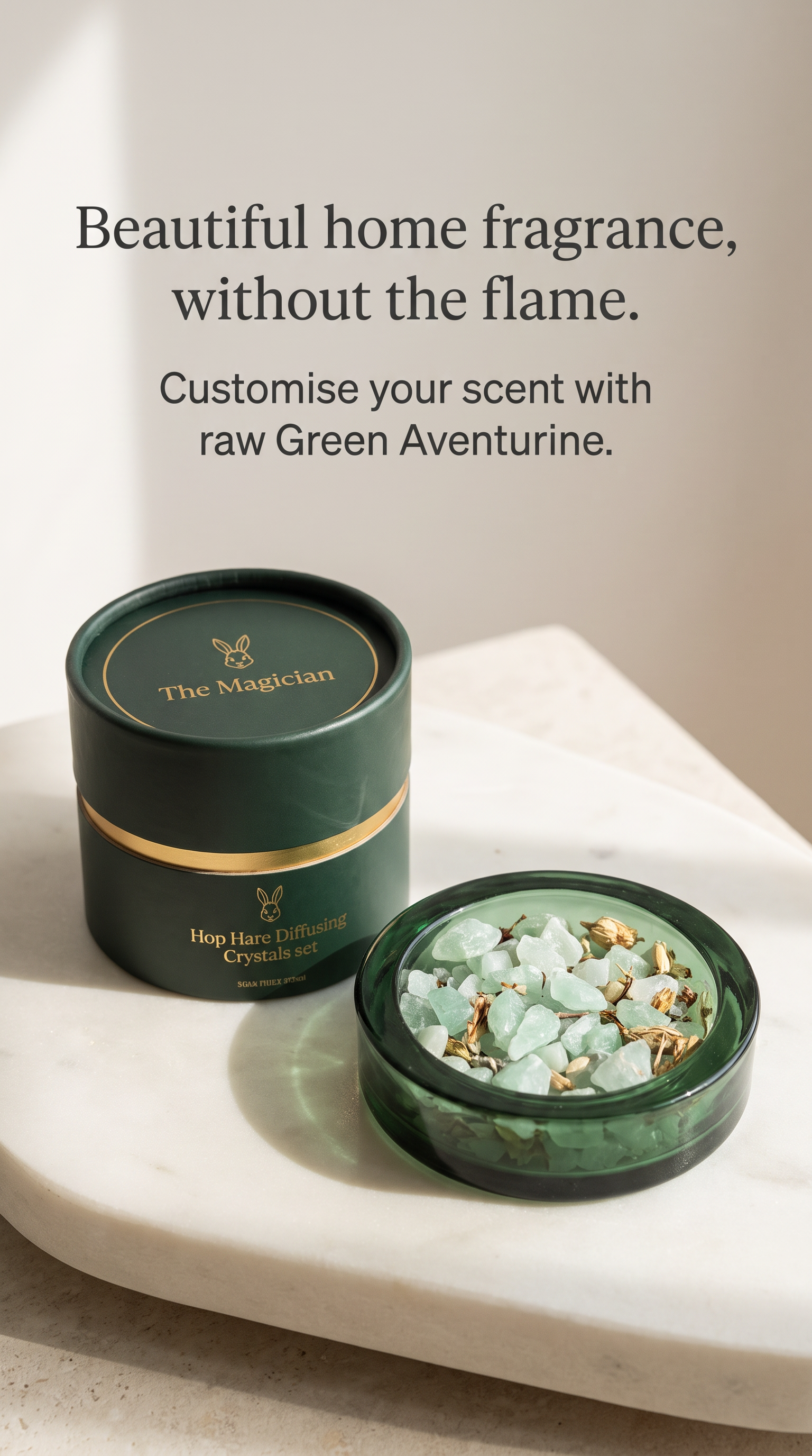 Diffusing Green Aventurine Crystals with Dried Floral Home Decor