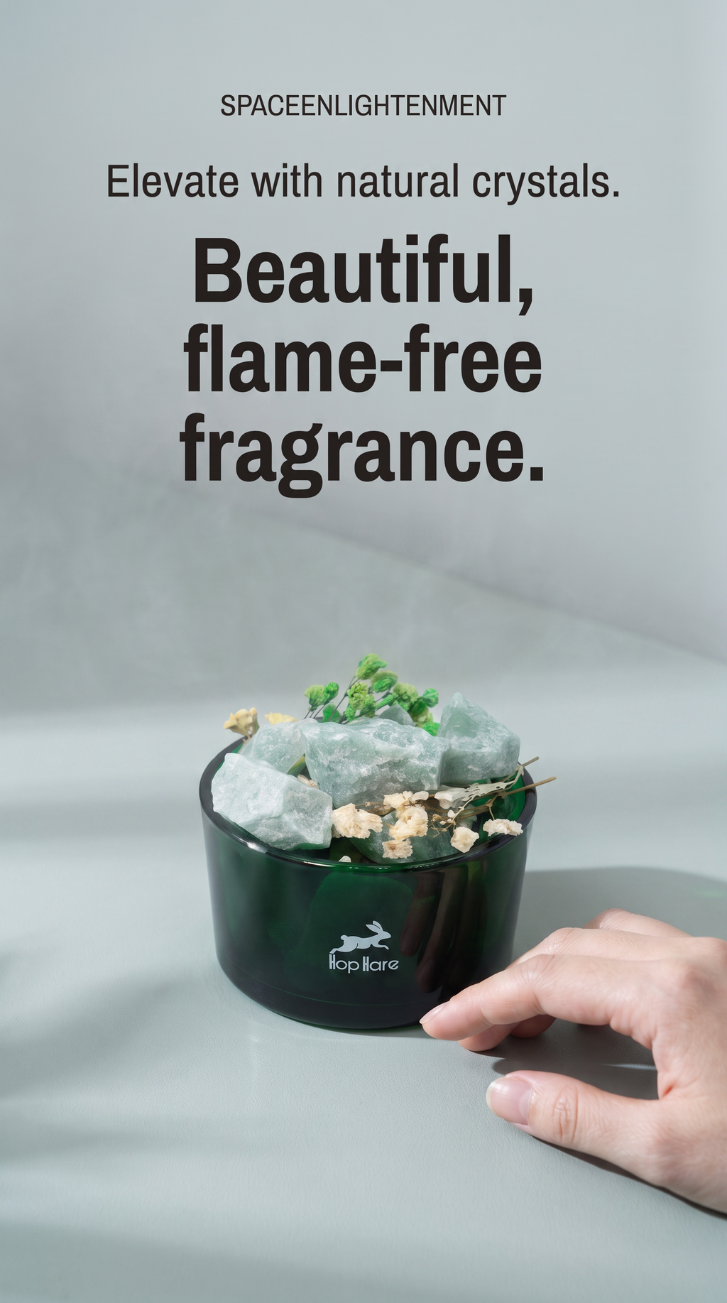 Diffusing Green Aventurine Crystals with Dried Floral Home Decor