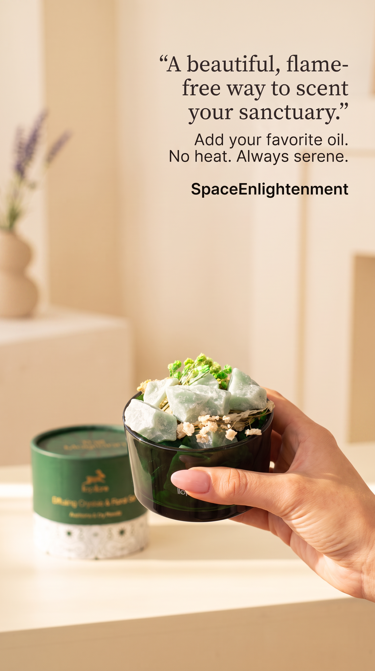 Diffusing Green Aventurine Crystals with Dried Floral Home Decor