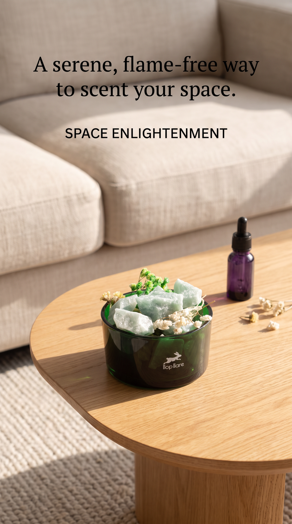Diffusing Green Aventurine Crystals with Dried Floral Home Decor