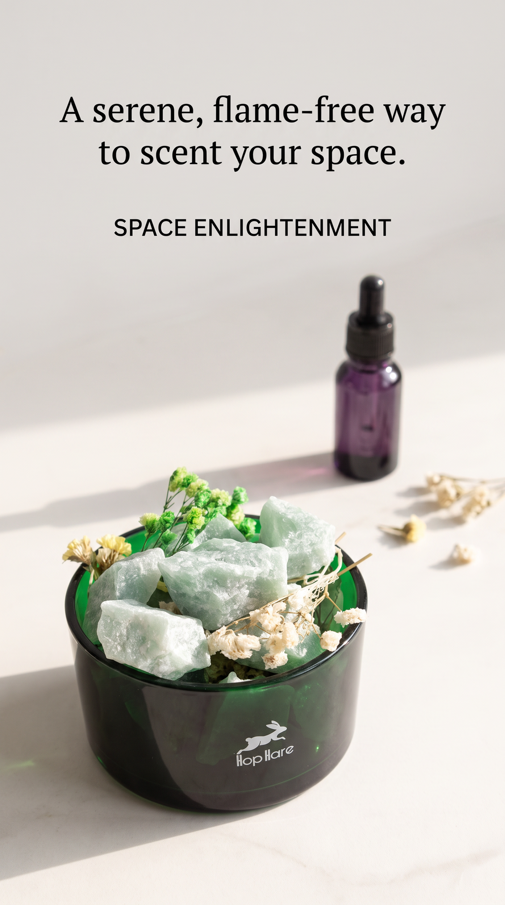 Diffusing Green Aventurine Crystals with Dried Floral Home Decor