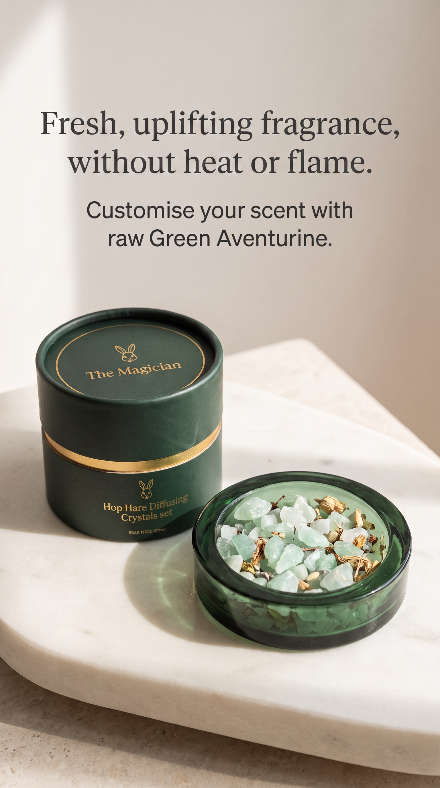Diffusing Green Aventurine Crystals with Dried Floral Home Decor