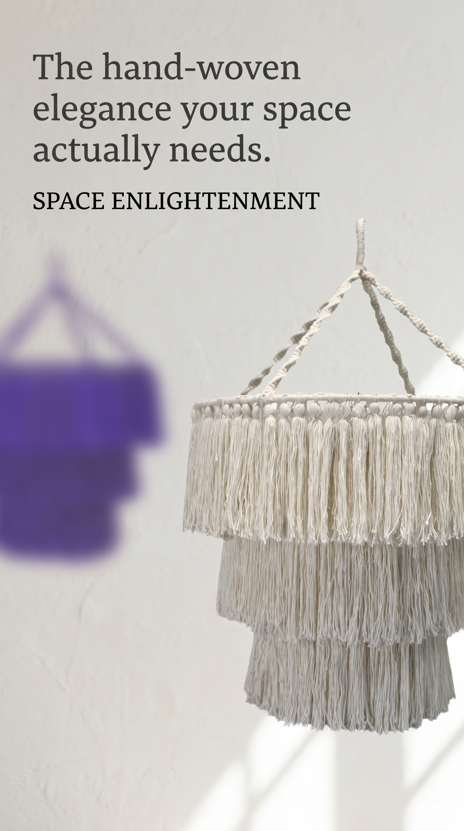 Handmade Macrame Soft Chandelier Natural White