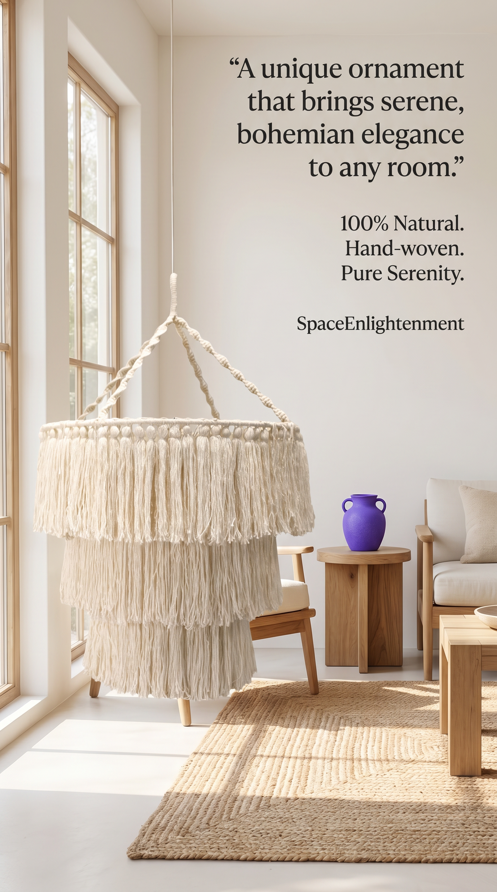 Handmade Macrame Soft Chandelier Natural White
