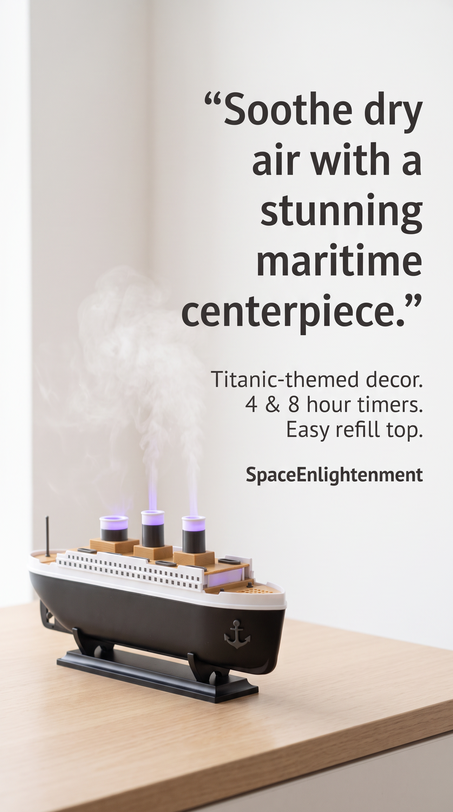 Aroma Diffuser Ship Model Puff Effect Colour-Changing LED Lights