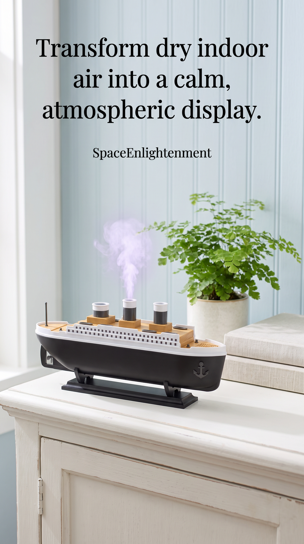 Aroma Diffuser Ship Model Puff Effect Colour-Changing LED Lights