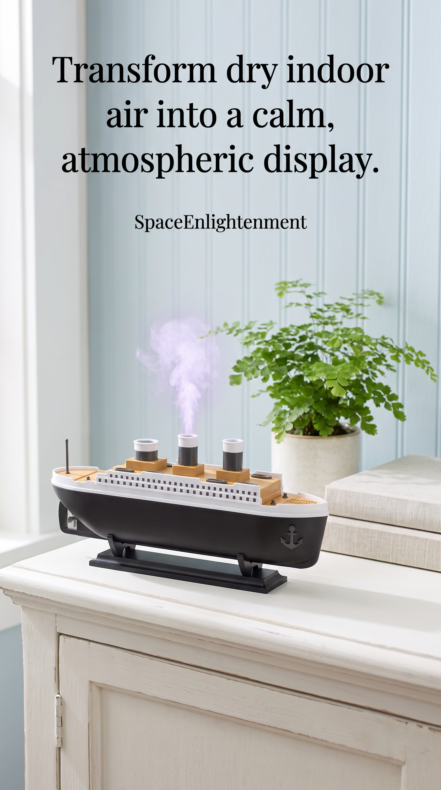 Aroma Diffuser Ship Model Puff Effect Colour-Changing LED Lights