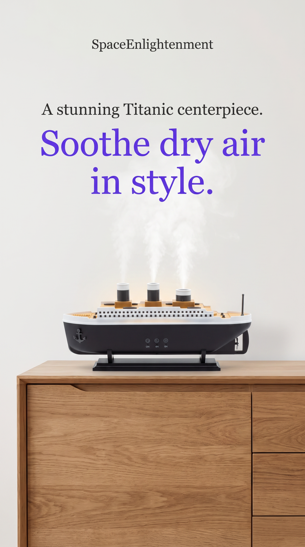 Aroma Diffuser Ship Model Puff Effect Colour-Changing LED Lights