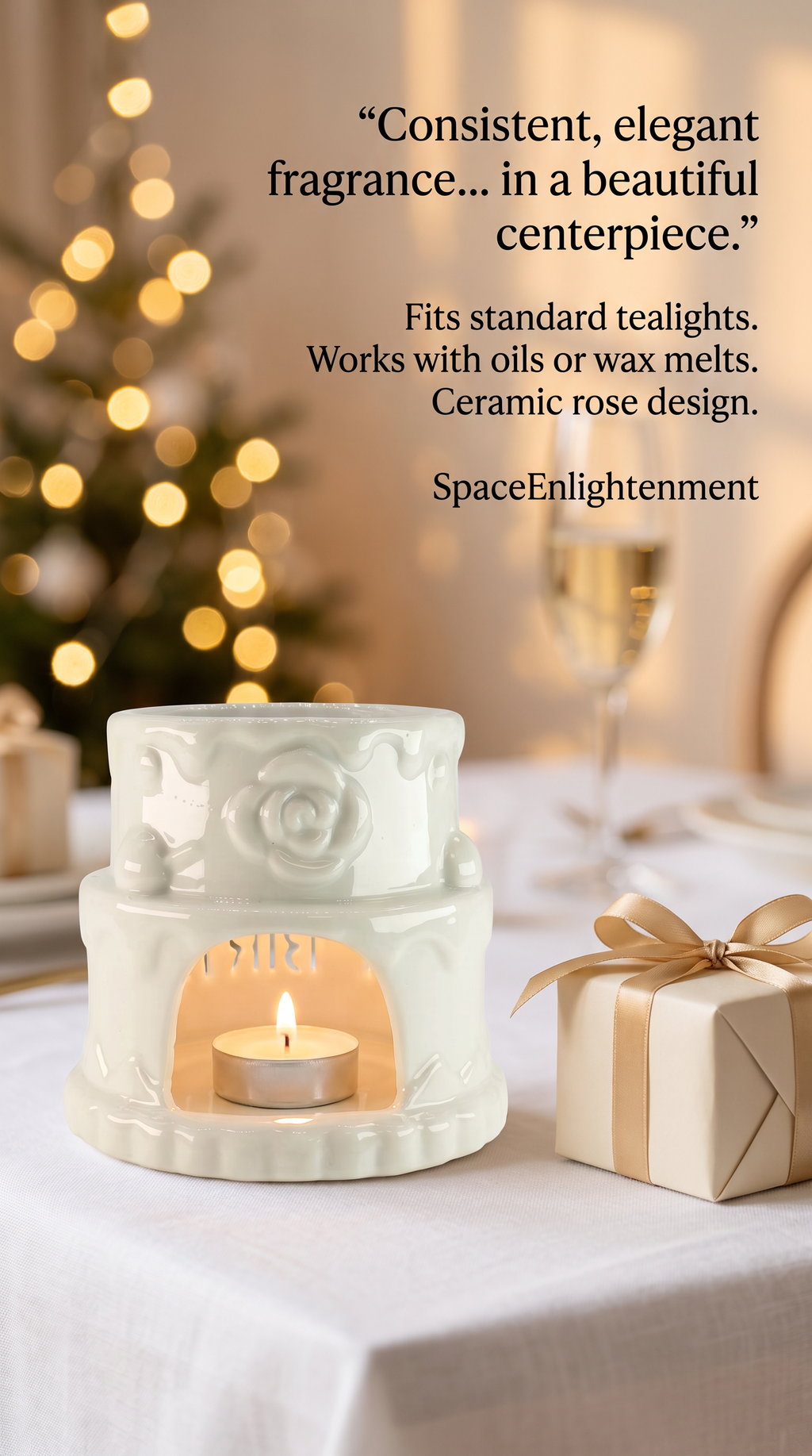 Ceramic Oil Burner Happy Birthday White
