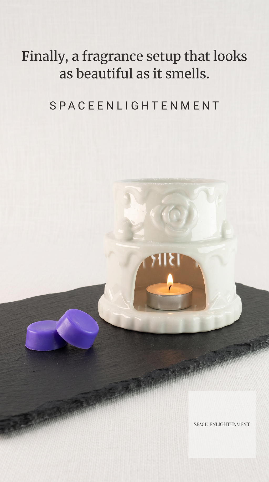 Ceramic Oil Burner Happy Birthday White