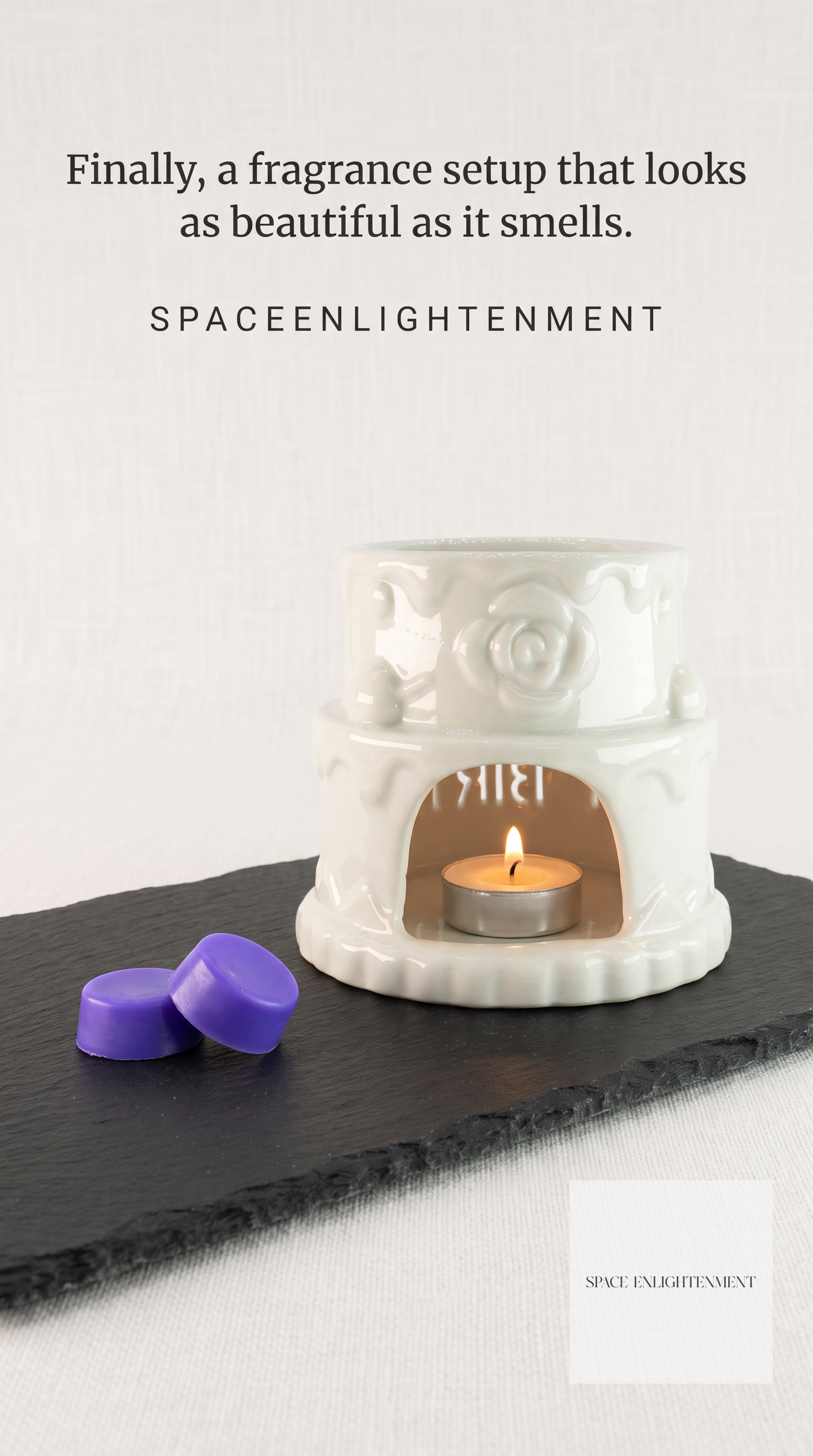 Ceramic Oil Burner Happy Birthday White