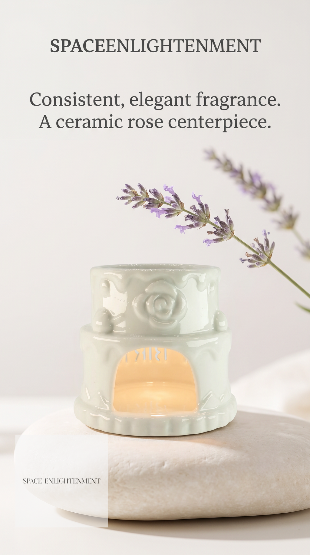 Ceramic Oil Burner Happy Birthday White
