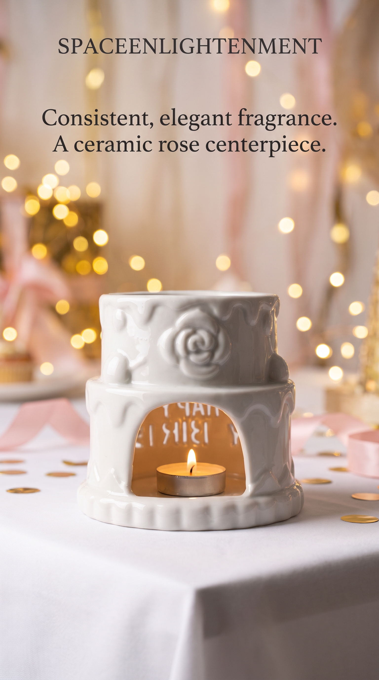 Ceramic Oil Burner Happy Birthday White