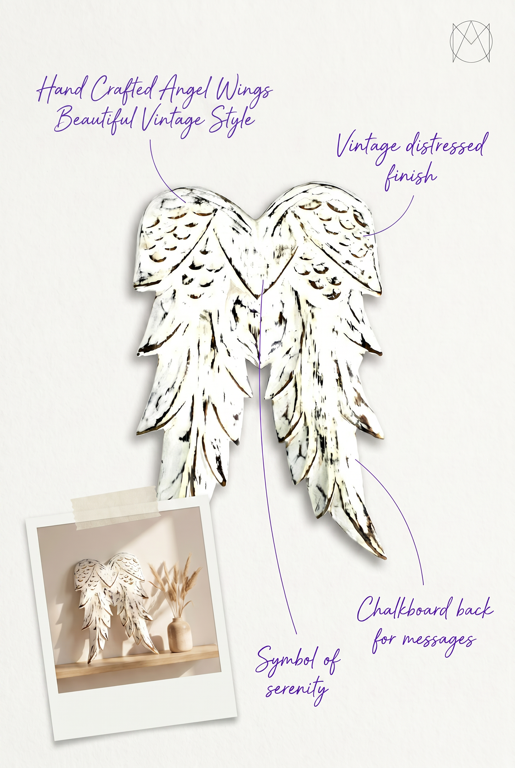 Double Angel Wing Distressed Hand Crafted