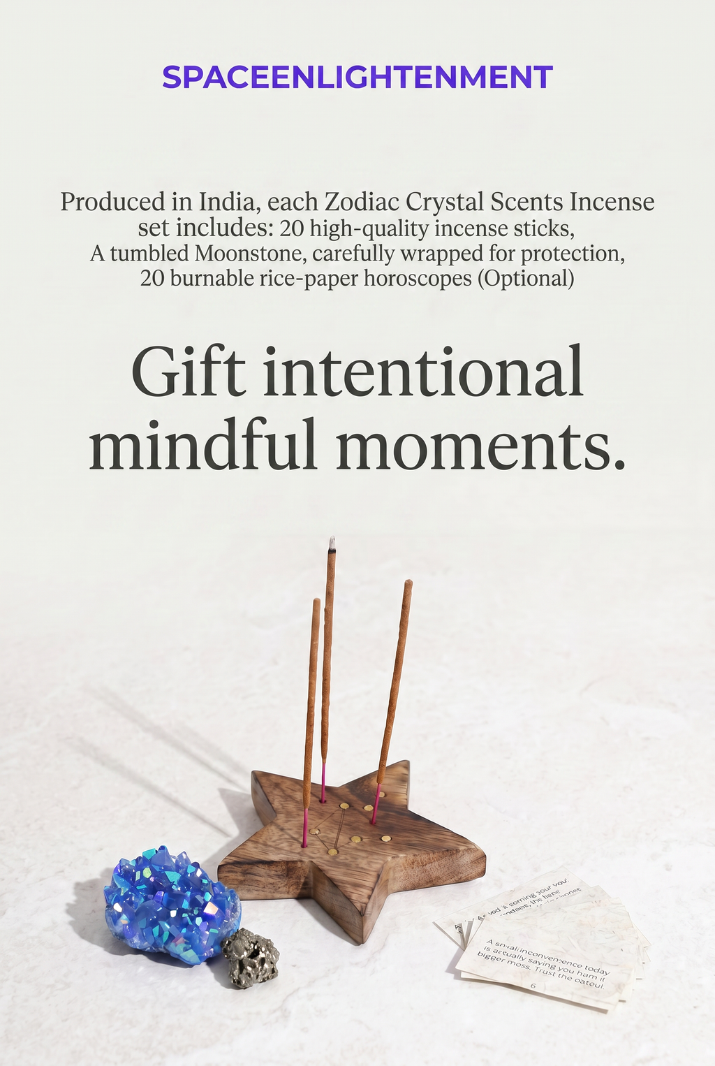 Libra Zodiac Incense Sticks Rose Quartz Gemstone Crystal Giftset