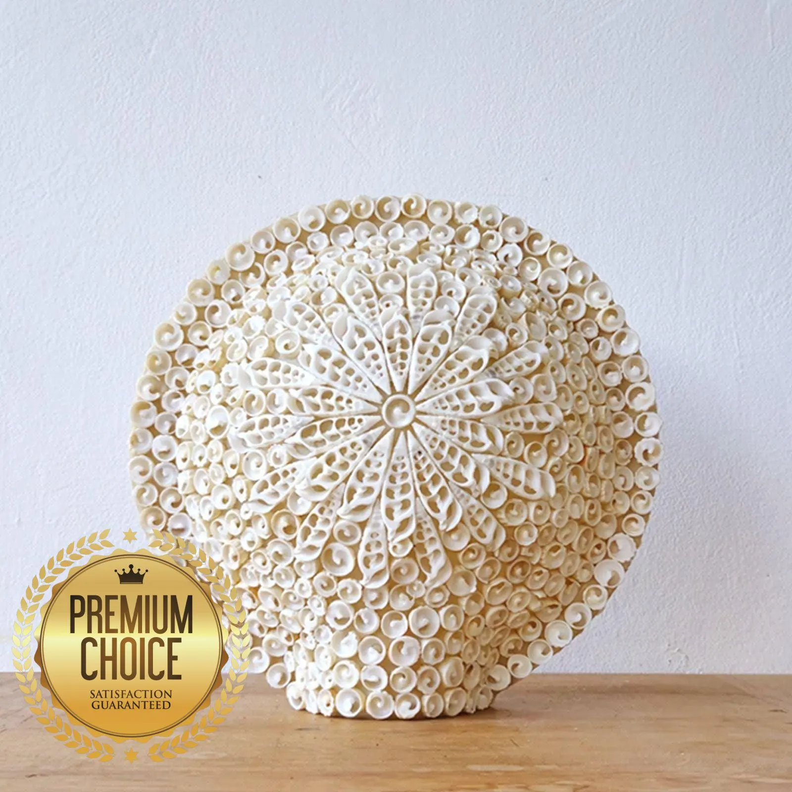 Boho Sea Shell Lamp, Large Round Cut Art Design, Coastal Beach Decor, Ambient Lighting