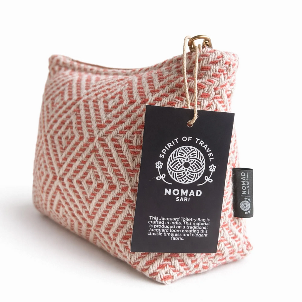 Handmade Cotton Toiletry Bag Coral Maze Jacquard