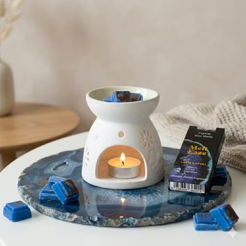Wax melts bar Jasmine fragrance with Lapis Lazuli gemstone chips