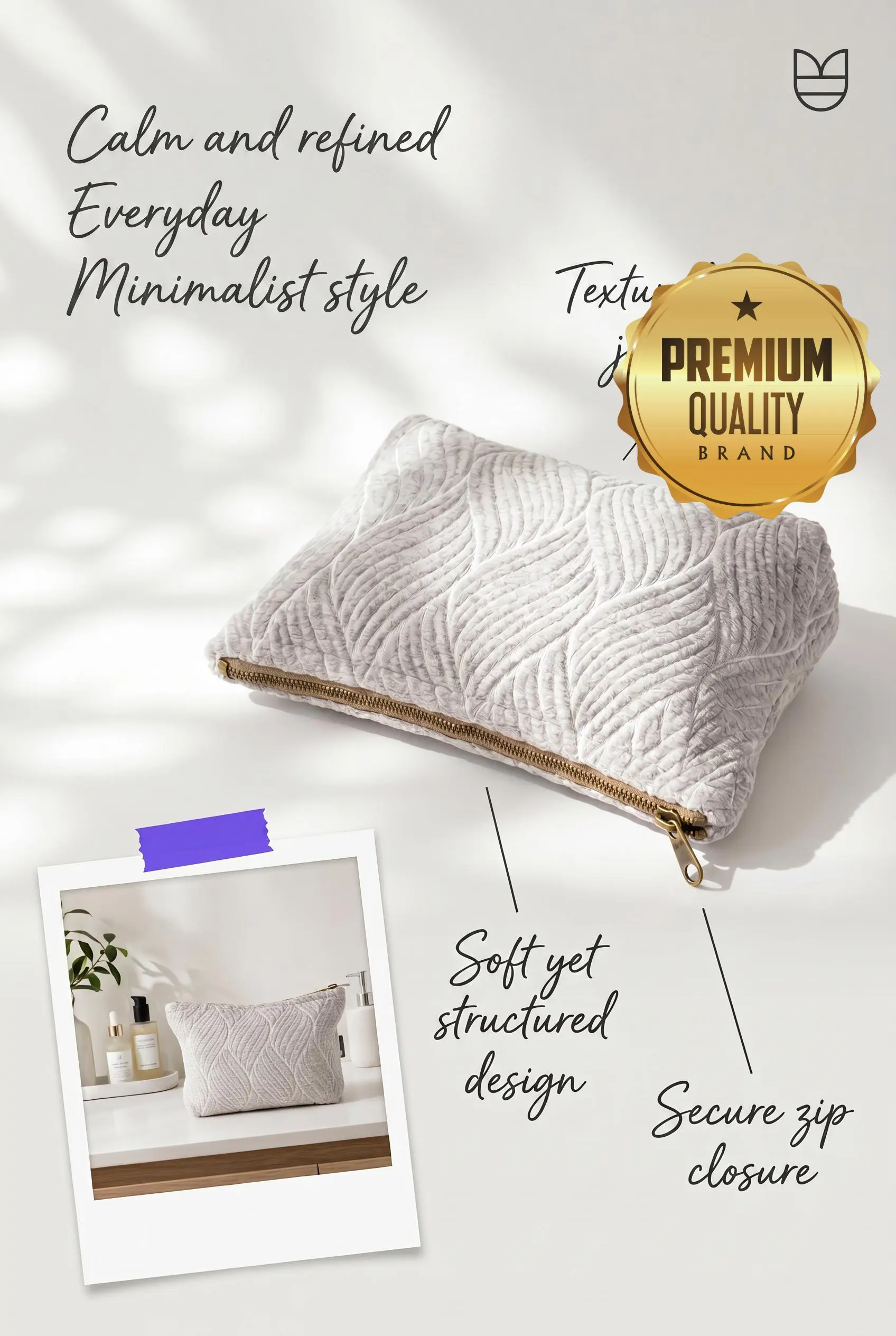 Handmade Cotton Toiletry Bag Moonlit Grey Weave Jacquard