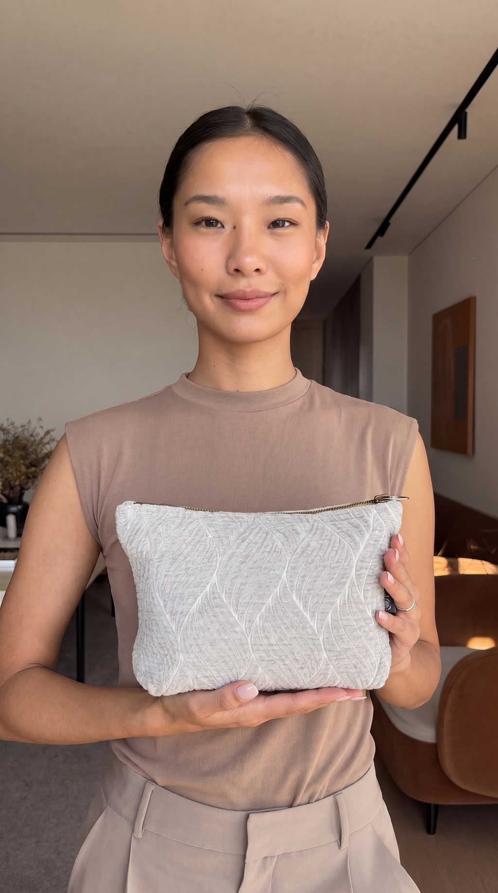 Handmade Cotton Toiletry Bag Moonlit Grey Weave Jacquard