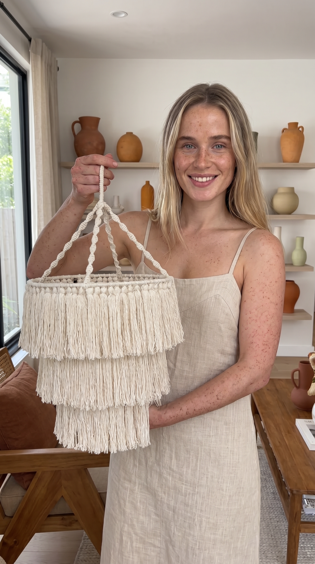 Handmade Macrame Soft Chandelier Natural White