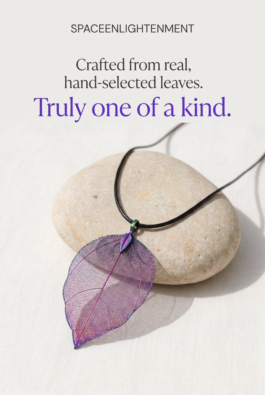Natural Leaf Necklace Purple Iridescent Luminous Multicoloured